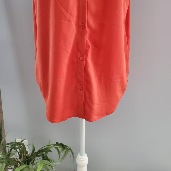 Banana Republic Factory Orange Sleeveless Button Down Top M - Picture 4 of 7